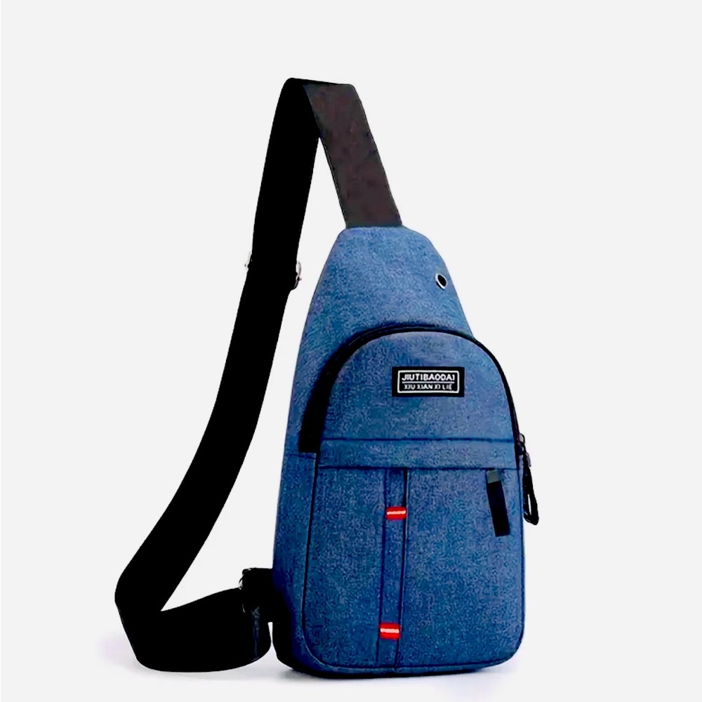 New - Sporty & Stylish Unisex Oxford Crossbody Chest Bag - Blue - Picture 1 of 5